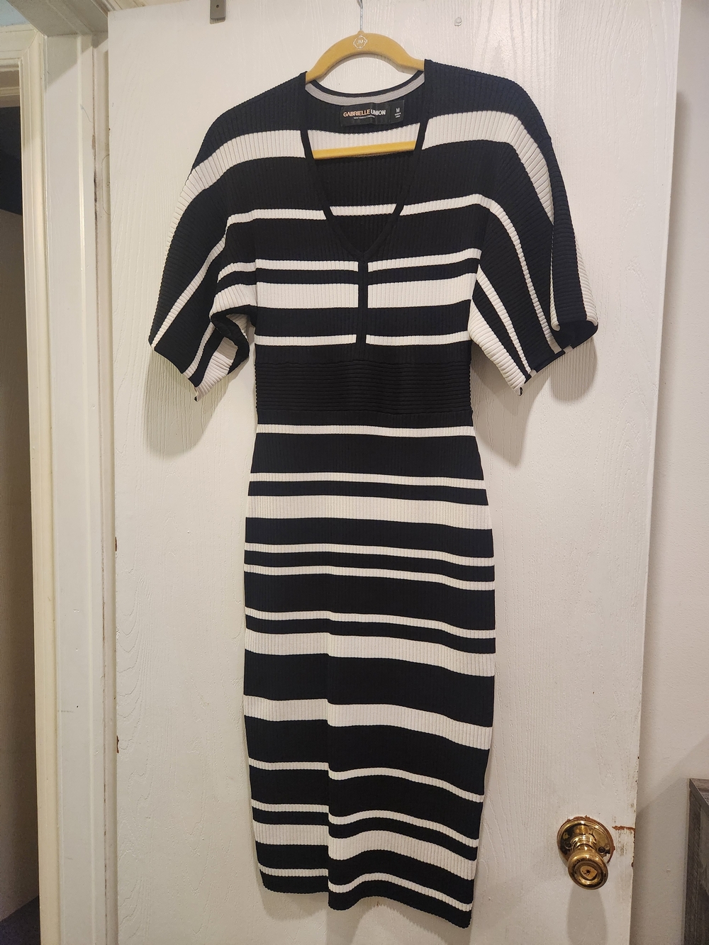 Gabrielle Union for New York and Company Black and White Stripe Midi Dress